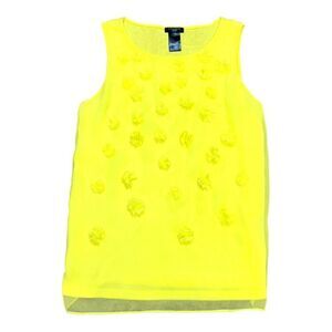 Ann Taylor Yellow Floral Appliqué Sleeveless Top Size XXS Petite Tank Top Summer